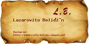 Lazarovits Belián névjegykártya